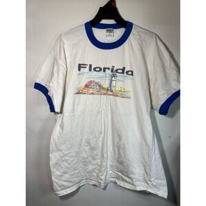 Vintage 90s Y2K Florida Vacation Graphic Tee Beach Novelty Mens XL